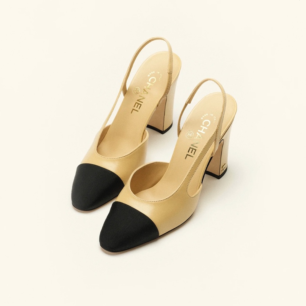 Chanel Slingbacks Beige & Black
